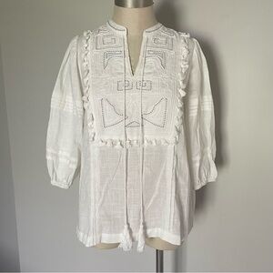 Piper & Scoot white embroidered top size S